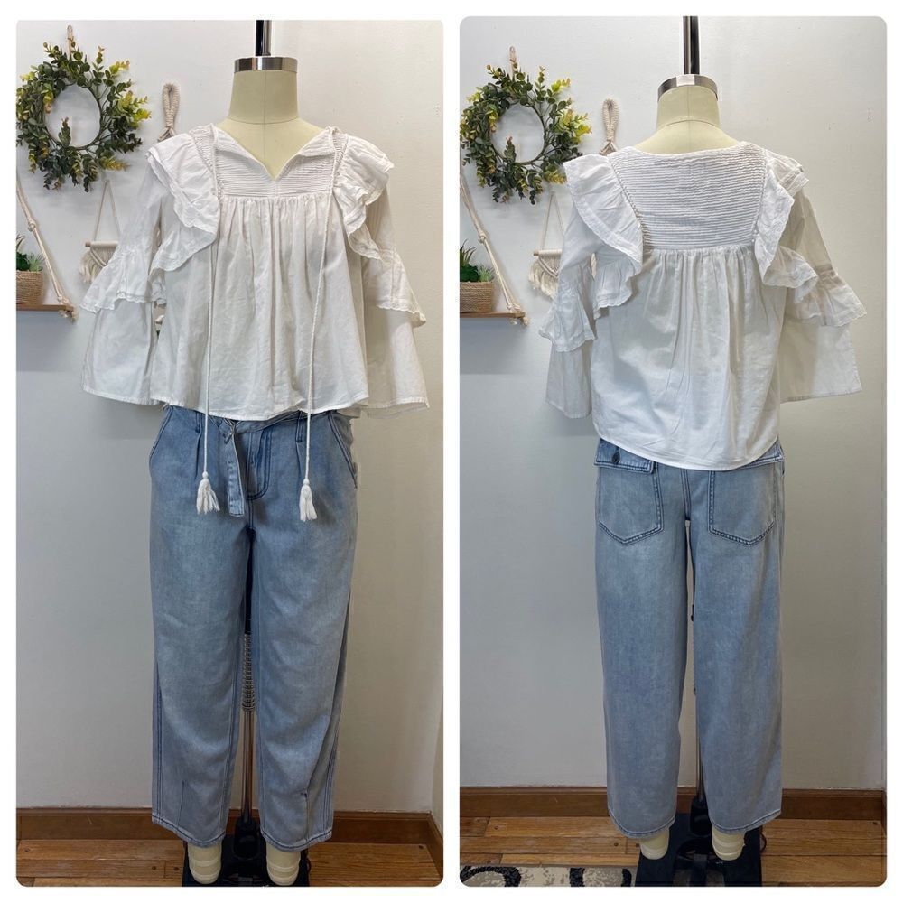 🅢🅐🅛🅔 Zhu Anthropologie Top Bronte Frill Top - Picture 5 of 16